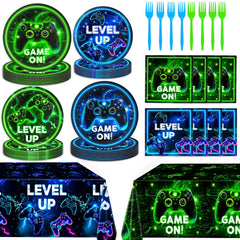 QIYANPAX video game dinner plate neon design A enhances gaming party ambiance