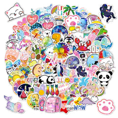 QIUYUEMIN 100 cute animal holographic stickers on a water bottle sparkle beautifully
