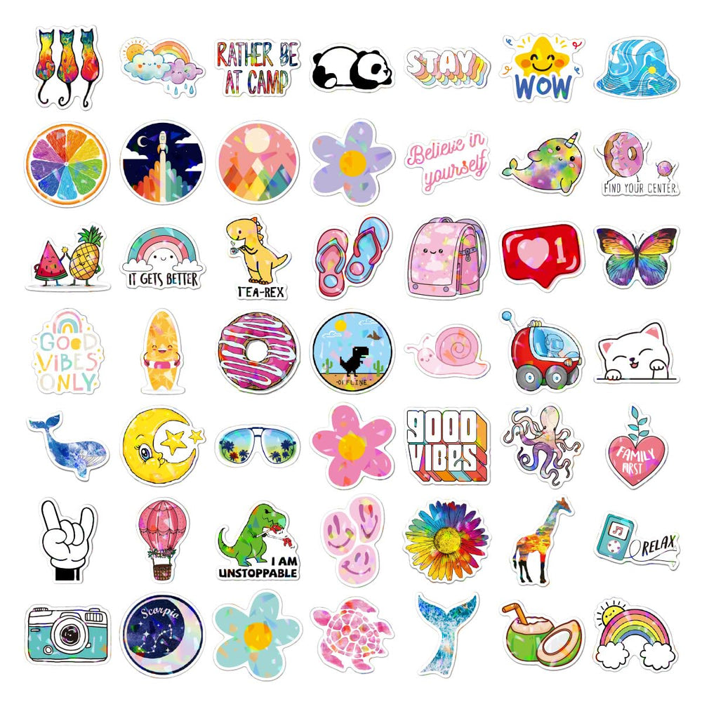QIUYUEMIN kawaii rainbow-colour stickers catch light for a shifting glitter effect