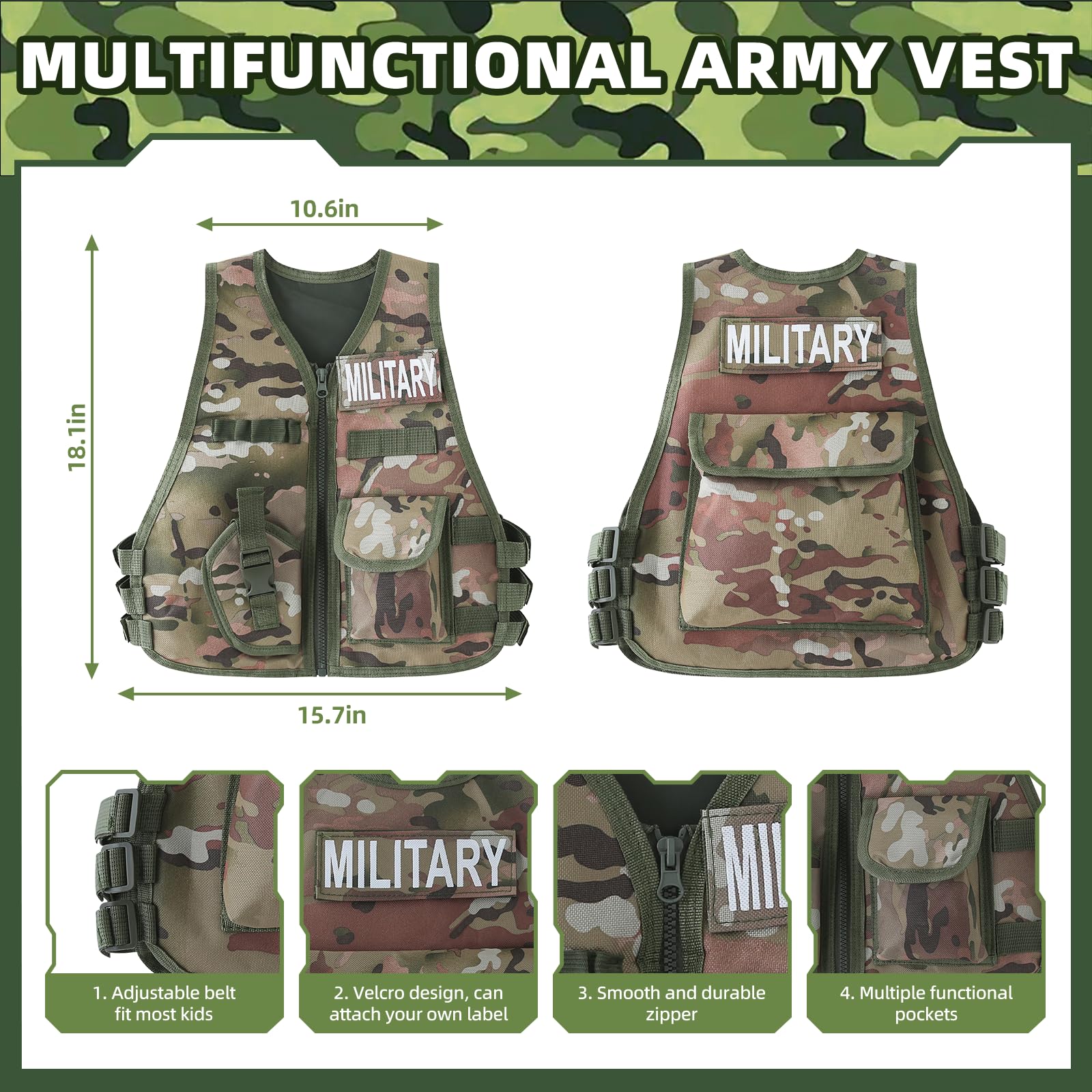 Qivbicy army costume headset and binoculars illustrate detailed gear for authentic role play