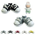 QIXINGWISE 17cm doll shoes front view; durable black-blue sneakers for lifelike play.