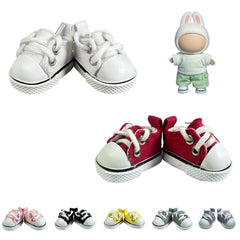 QIXINGWISE 17cm doll shoes front view with red and white colorway.