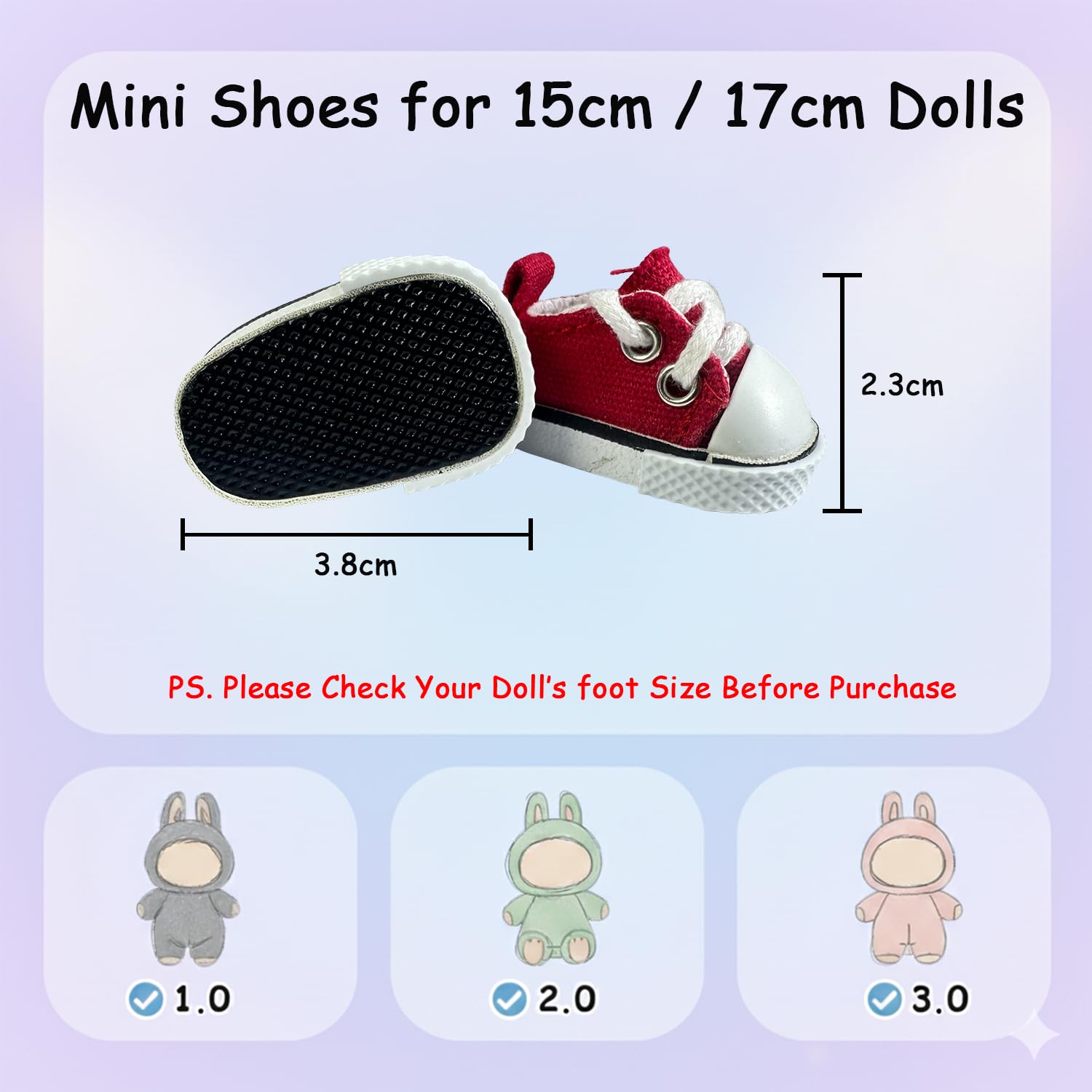 QIXINGWISE 17cm doll shoes lace-detail close-up shows durable stitching.
