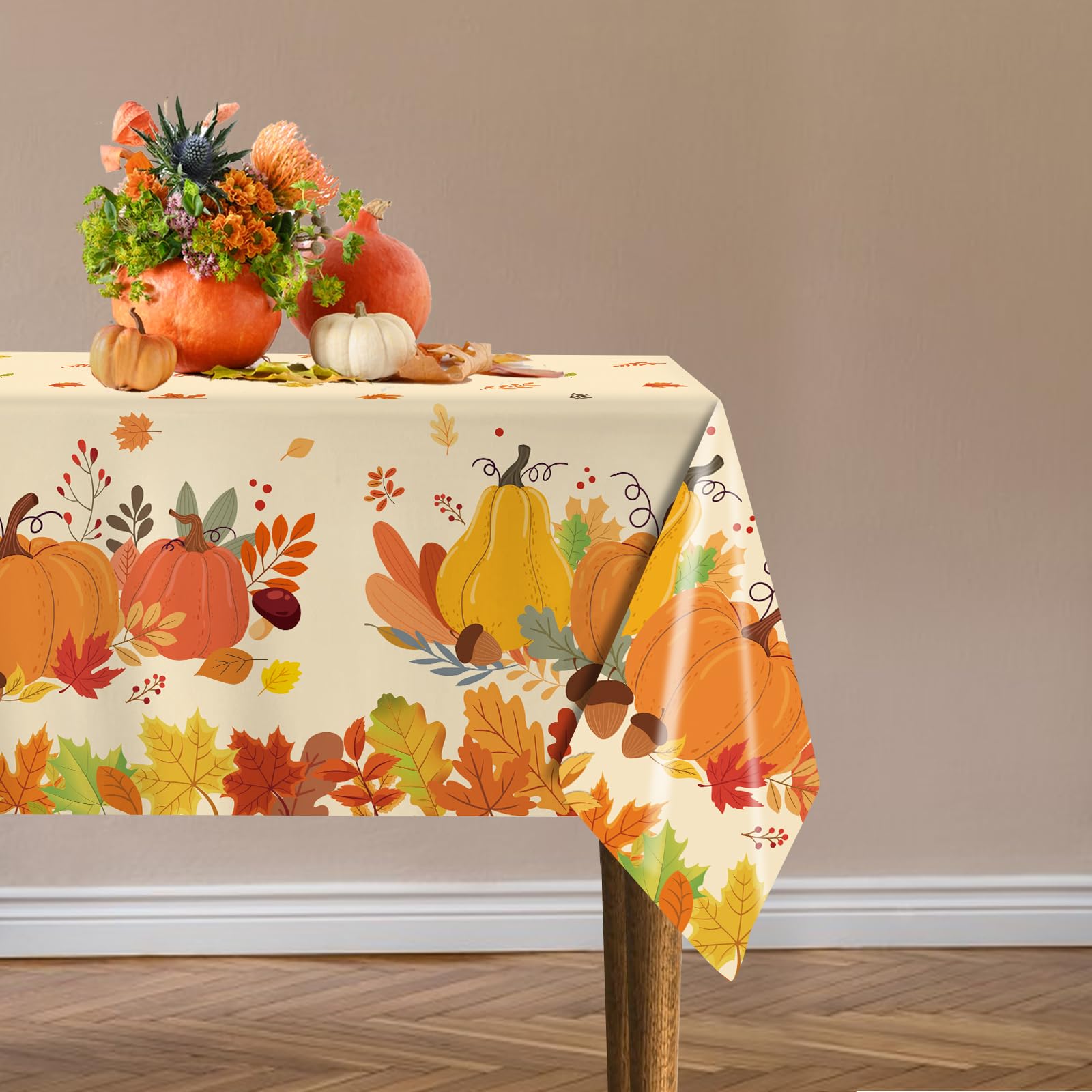 QIYANPAX durable PE plastic tablecloth resists spills and folding for reuse.