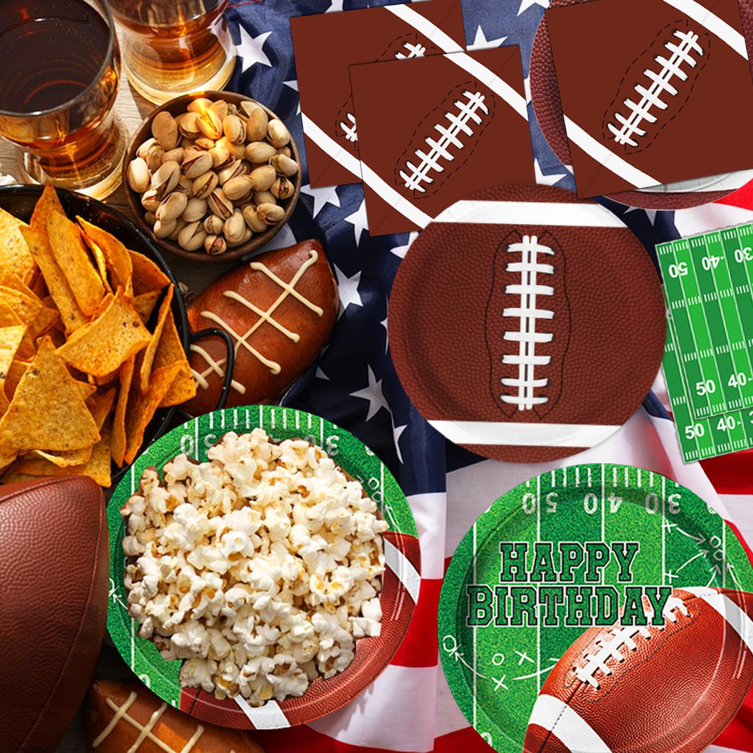 QIYANPAX full football party decorations set for a cohesive look