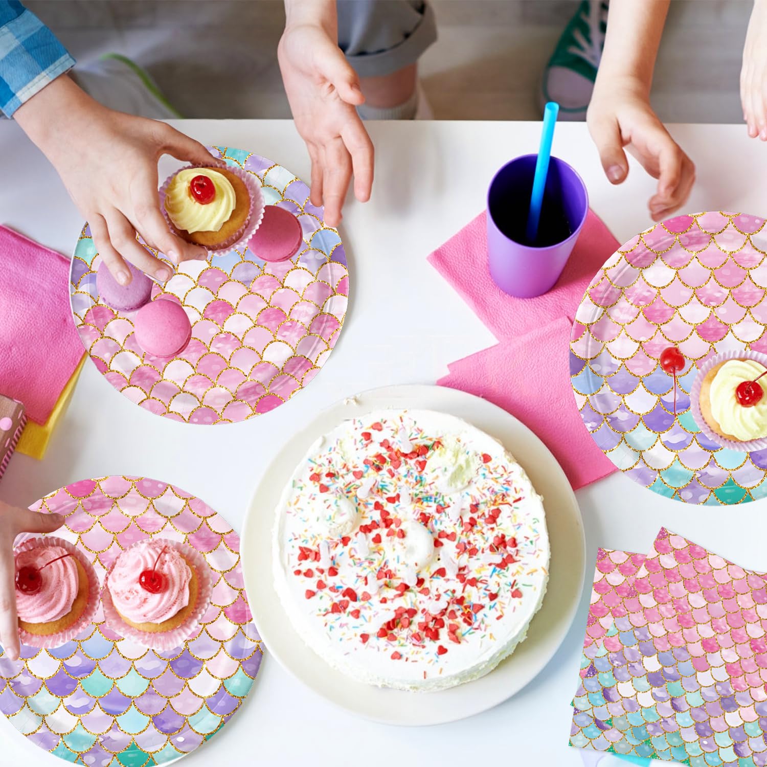 Qiyanpax Mermaid napkins absorb spills while enhancing seaside party charm.