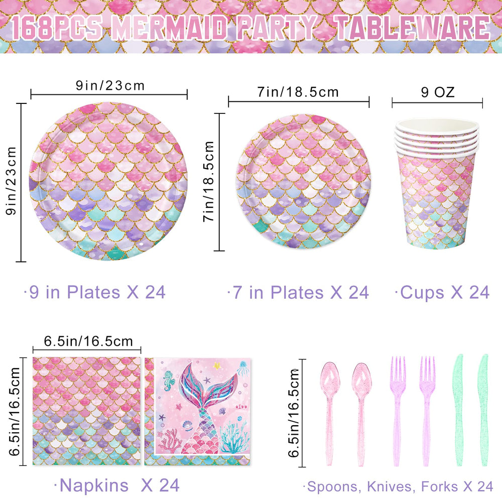 Qiyanpax Mermaid dessert plates 7-inch spark pastel ocean vibes for dessert time.