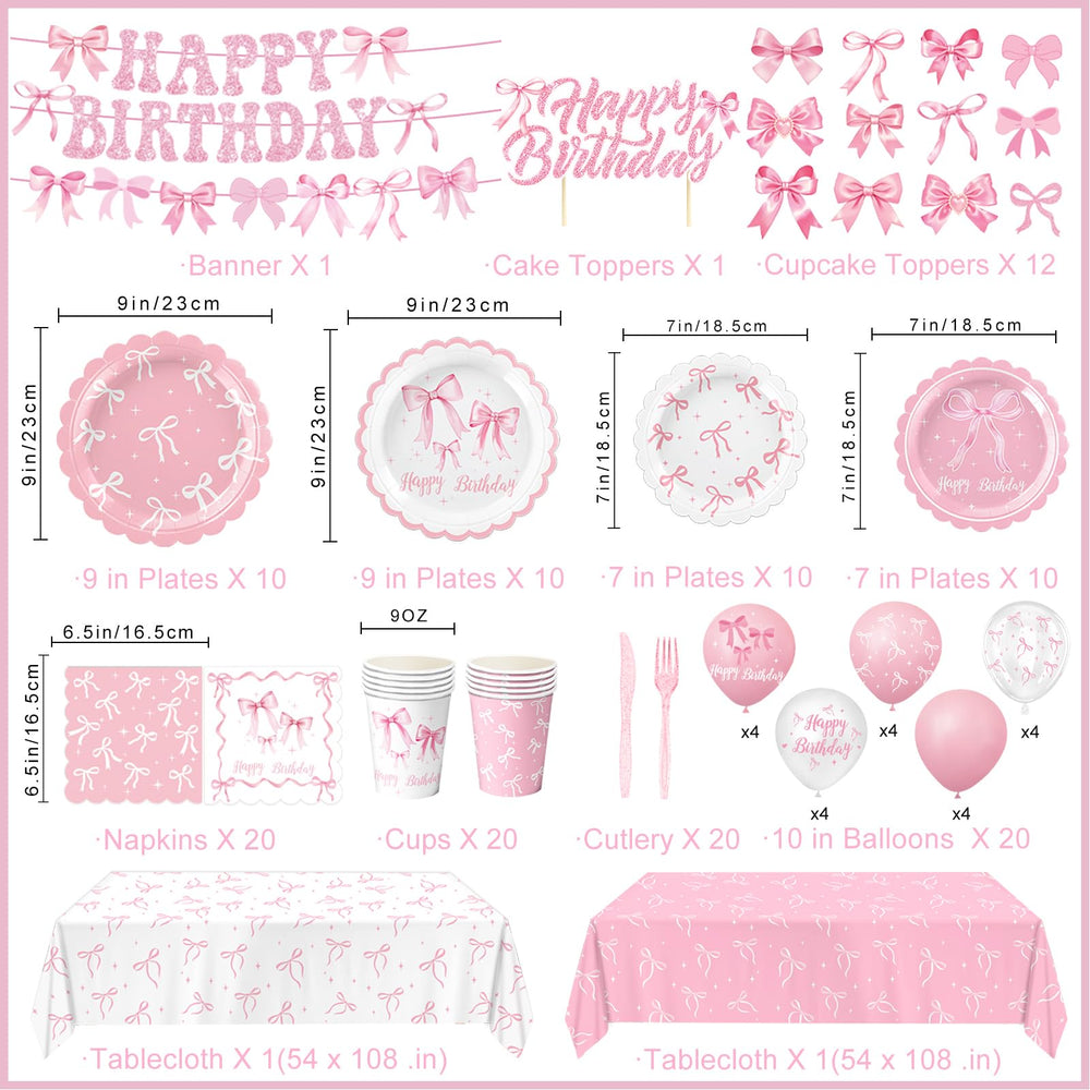 QIYANPAX Pink Bow Dessert Plates 7inch: charming detail for sweet treats and coordinated table setup.