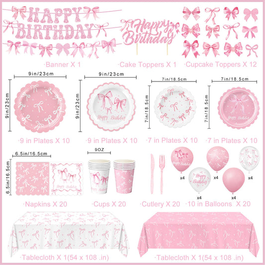 QIYANPAX Pink Bow Dessert Plates 7inch: charming detail for sweet treats and coordinated table setup.