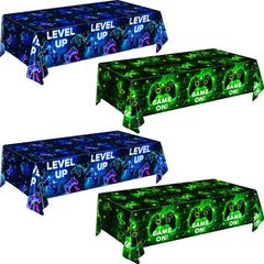 QIYANPAX video game tablecloth with neon controllers for a vibrant party setup