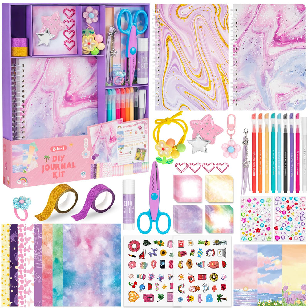 QIYVLOS DIY journal kit packaging shows everything you need for creative journaling.