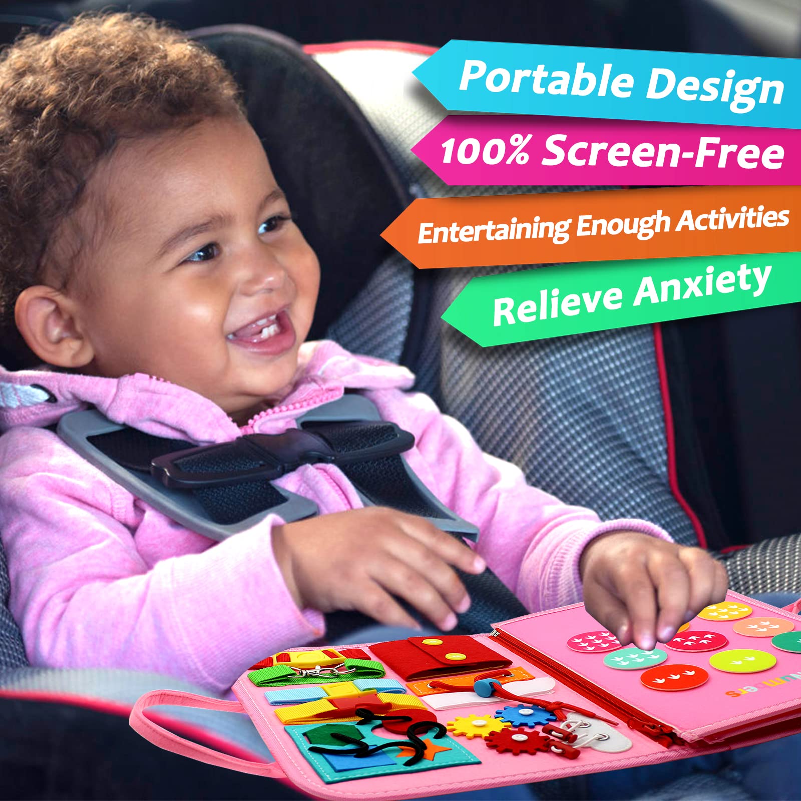 Qizfun Busy Board gears provide tactile problem-solving and concentration for toddlers.