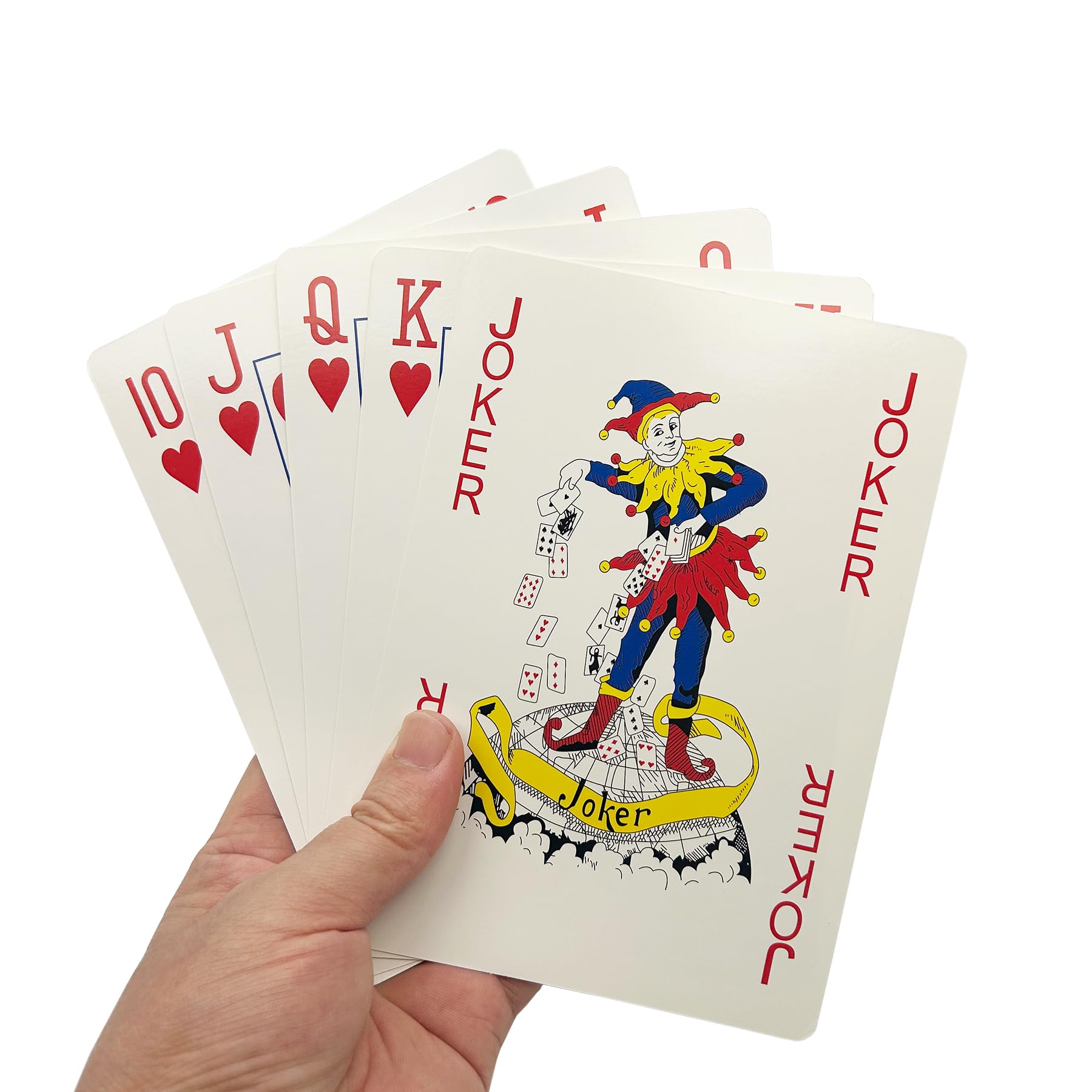 QkonkgnS poker night giant cards on table ready for big-hand entertainment.