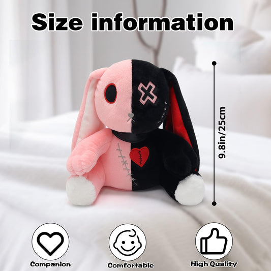 Qleewei Goth Bunny plush full body pose, ideal for shelf display