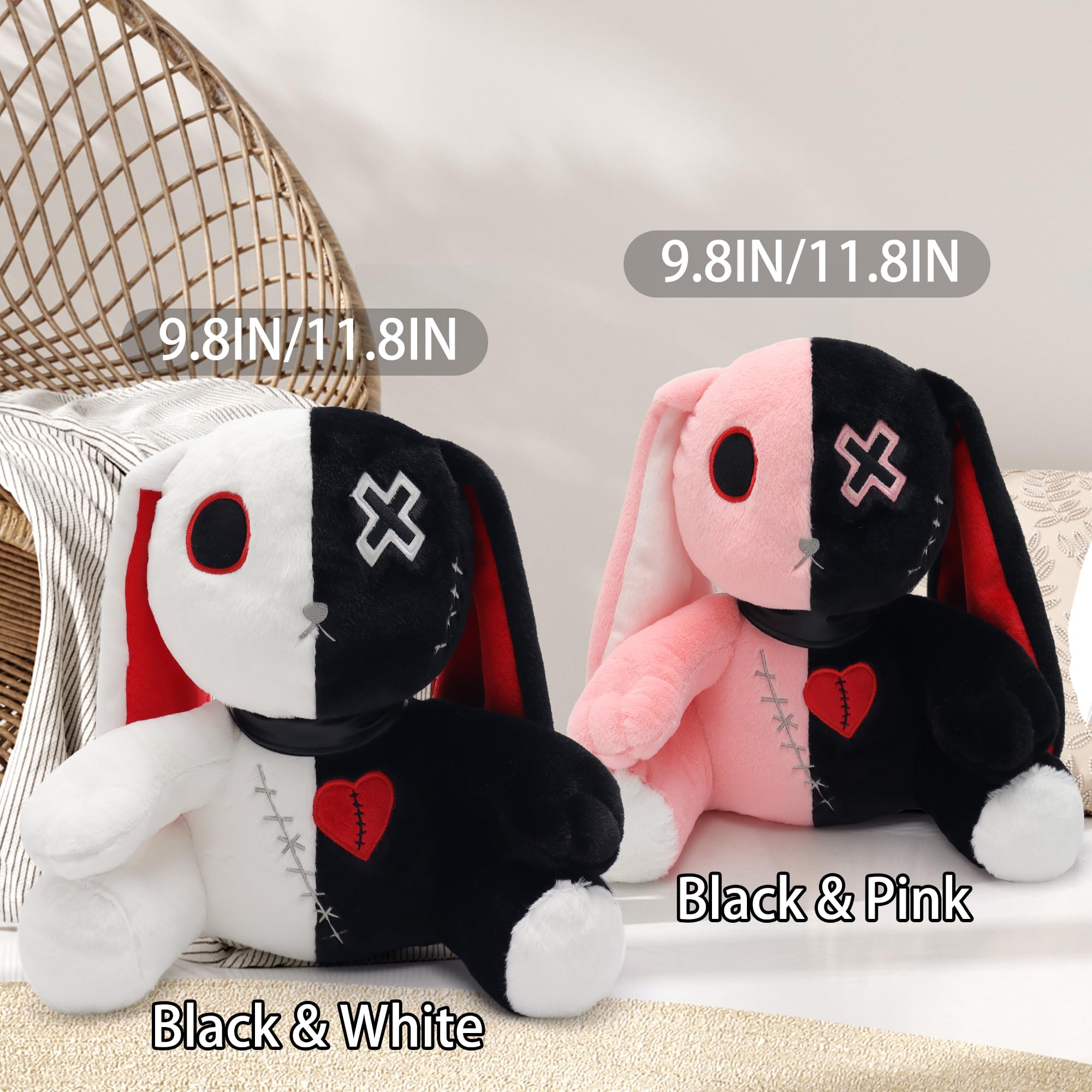 Qleewei Goth Bunny plush gift idea for Halloween or Easter