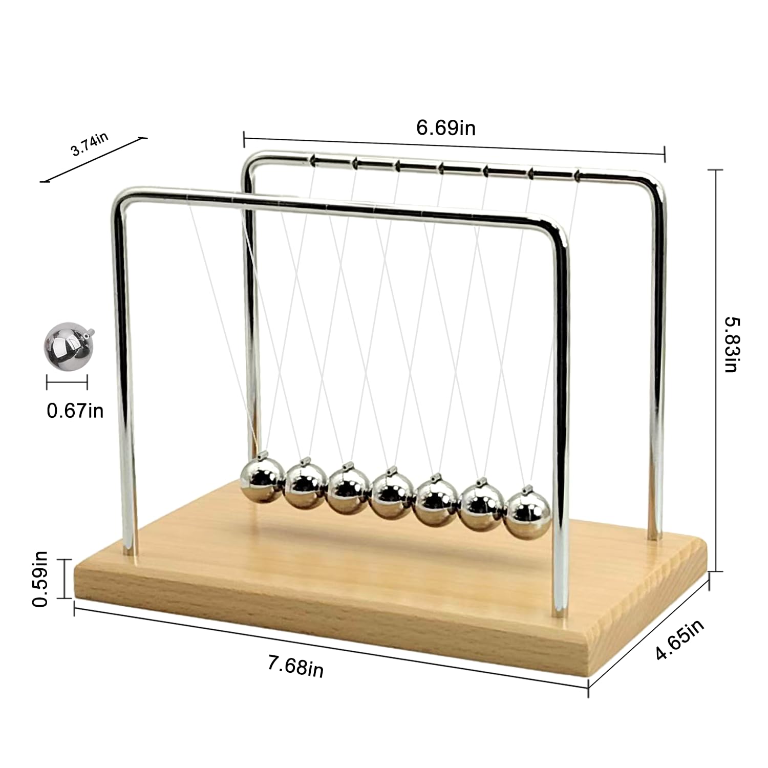 QLKUNLA Newtons Cradle desktop toy showing kinetic motion for focus.