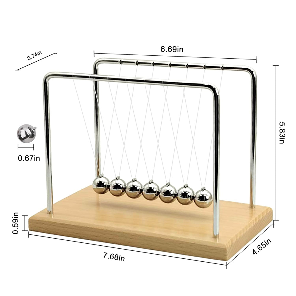 QLKUNLA Newtons Cradle desktop toy showing kinetic motion for focus.