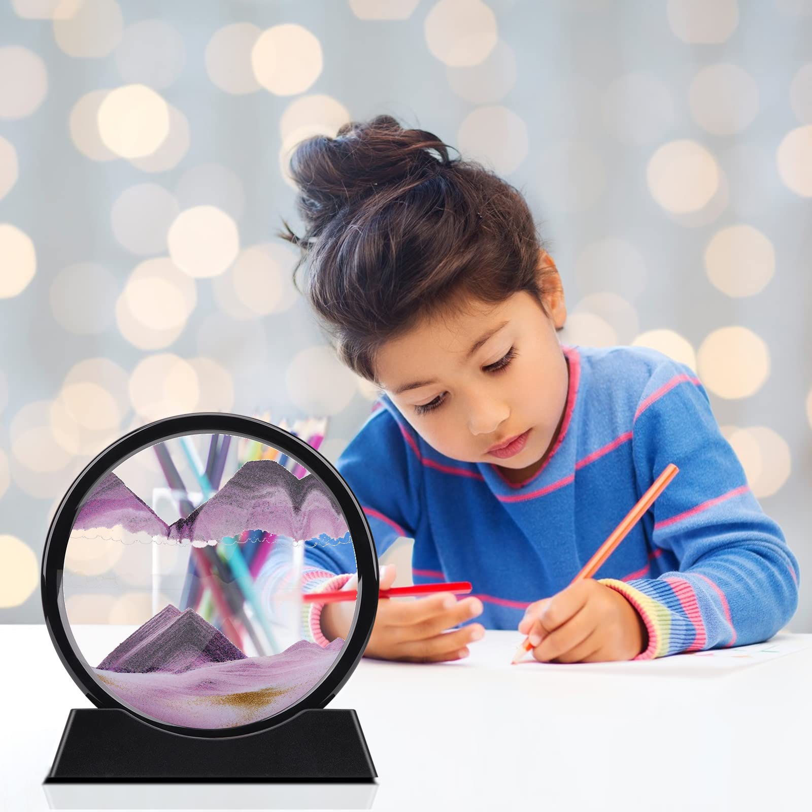 QLKUNLA liquid motion display 3D deep sea sandscape provides tranquil desk visuals
