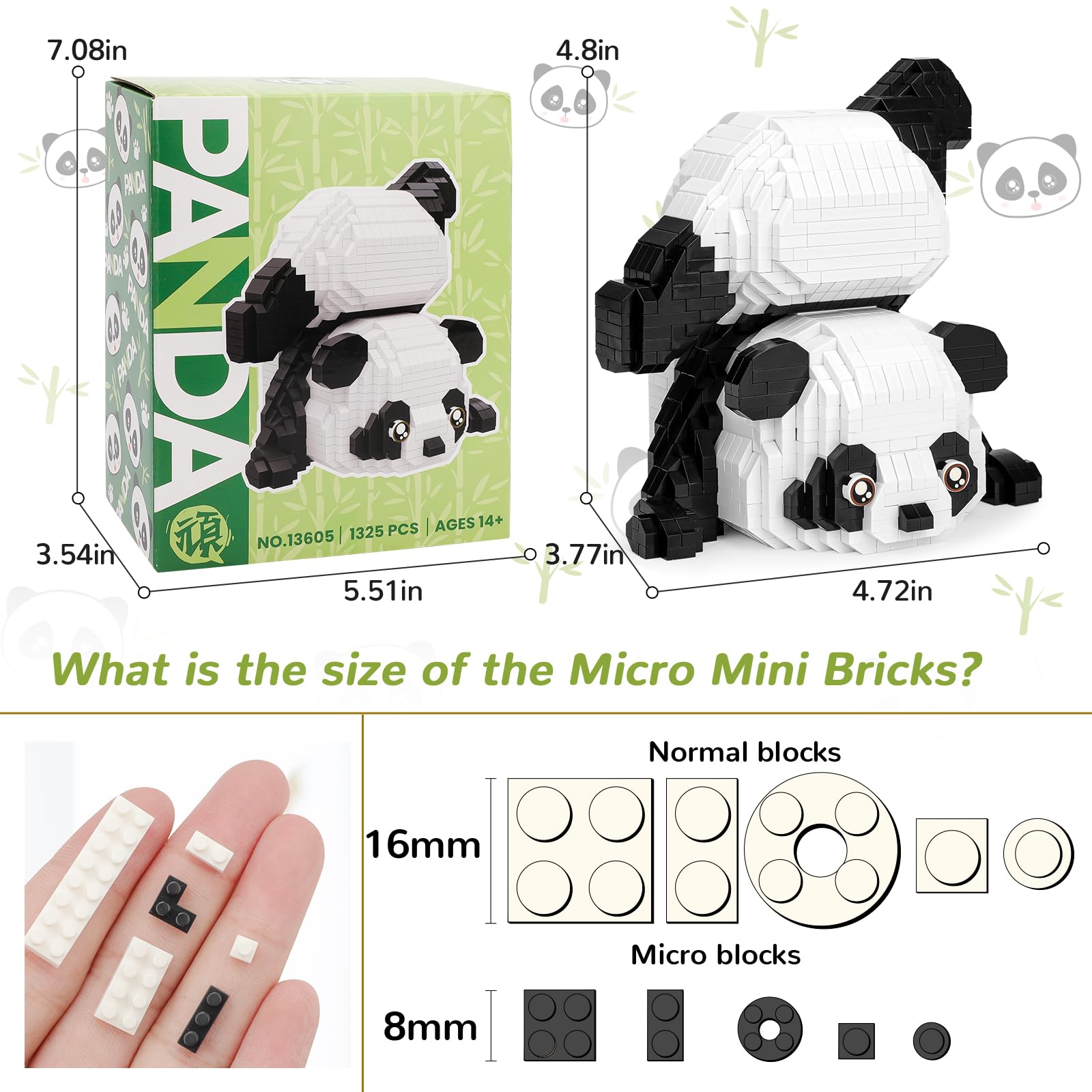 QLT QIAOLETONG Panda build kit displayed as a collectible display piece.