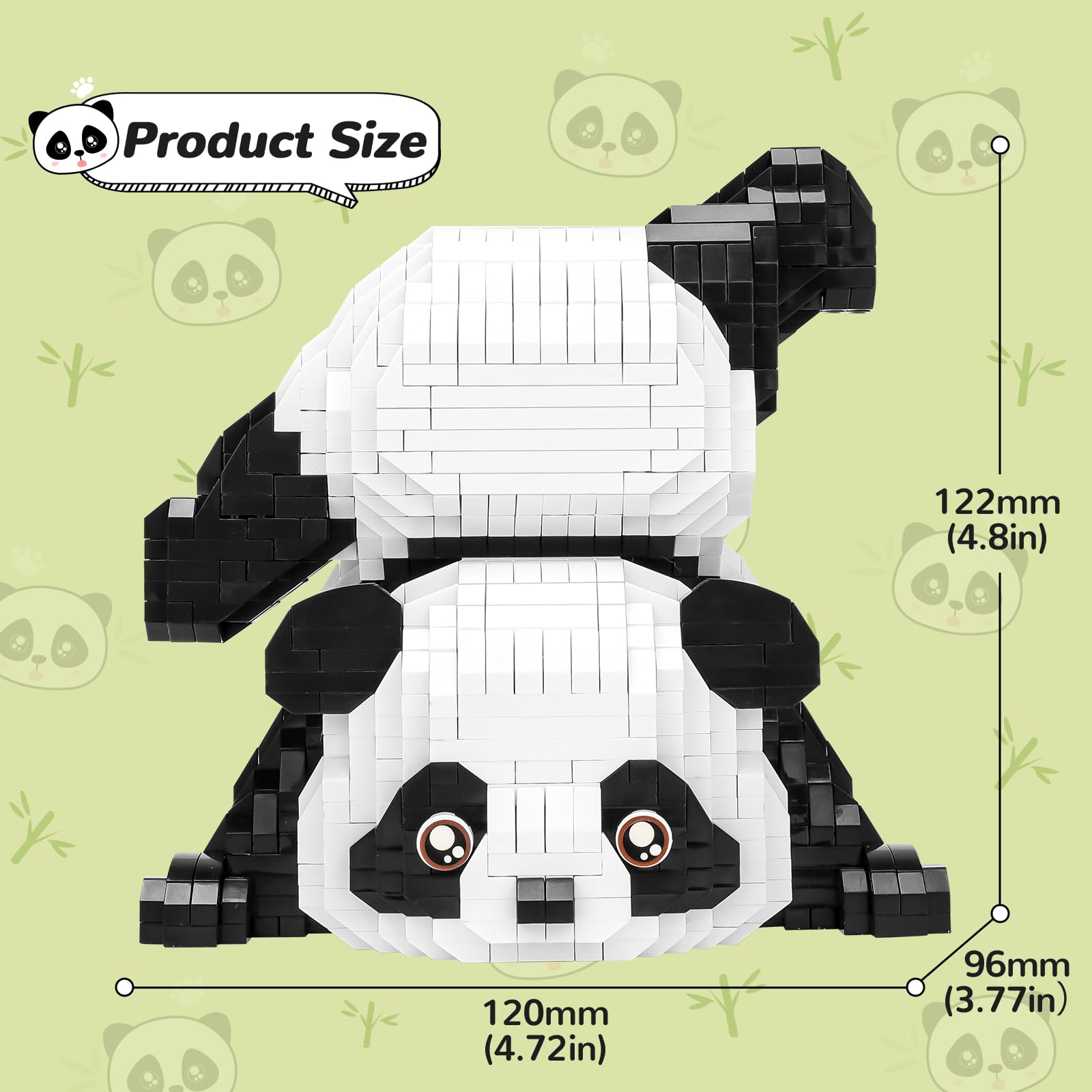 QLT QIAOLETONG Panda micro bricks kit with detailed instruction image focusing on assembly.