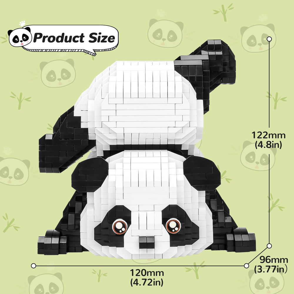 QLT QIAOLETONG Panda micro bricks kit with detailed instruction image focusing on assembly.