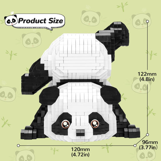QLT QIAOLETONG Panda micro bricks kit with detailed instruction image focusing on assembly.