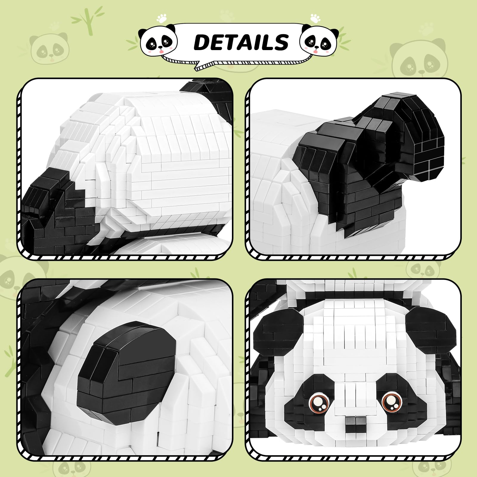 QLT QIAOLETONG Panda mini blocks ready for creative play and assembly.