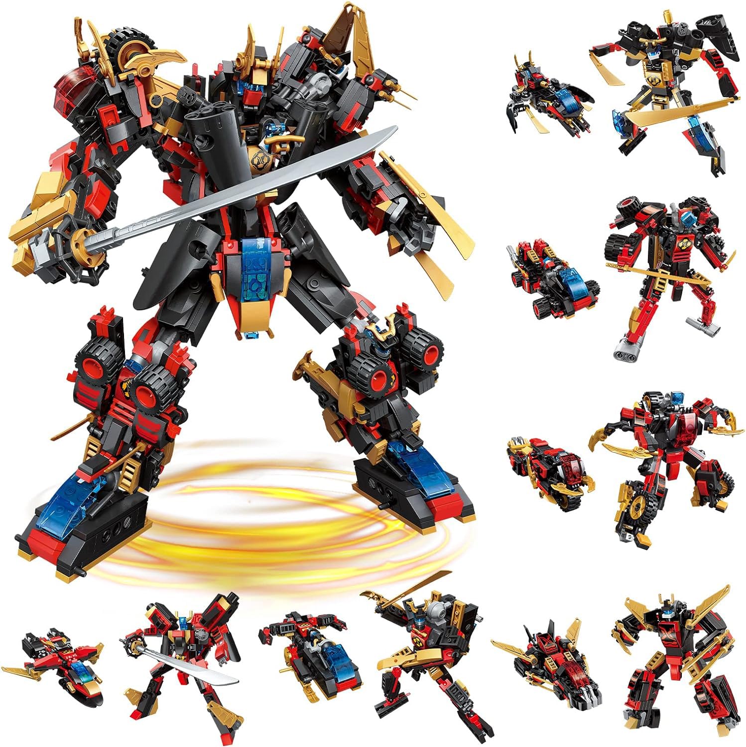 QLT QIAOLETONG 12-in-1 mecha robot assembly: modular bricks for creative building sessions.
