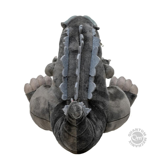 QMx Godzilla Zippermouth Plush face detail highlights iconic hostility for dramatic display.