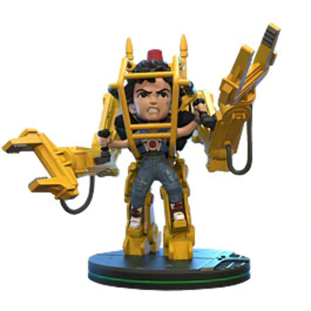 QMx Ripley Power Loader Q-Fig Elite figure in yellow, detailed exosuit for display.