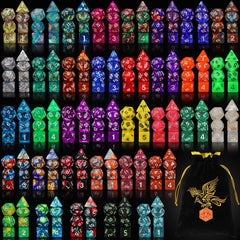 QMay 35-set polyhedral dice collection in vibrant RPG colors