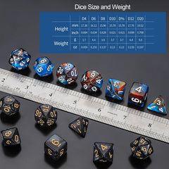 QMay arranged 7-die subsets showing full polyhedral range