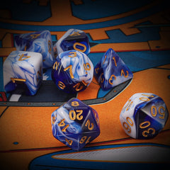 QMAY DND dice set blue-white d10-00-90 – dual tens for stat checks.