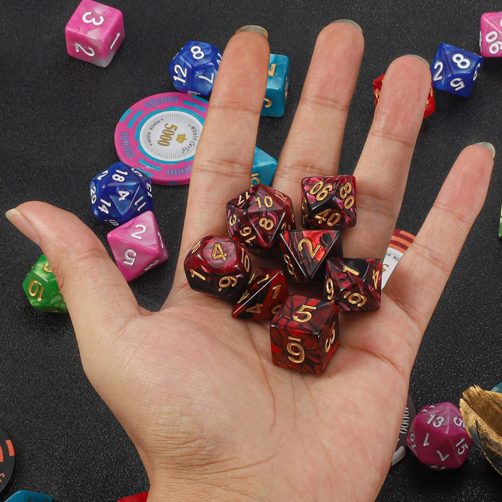 QMAY DND dice set red-black d4 ideal for initiative and quick draws