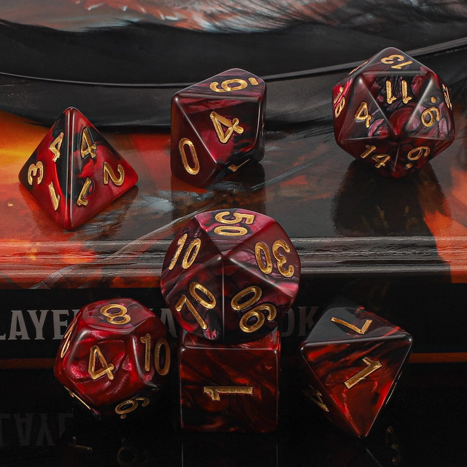 QMAY DND dice set red-black d8 optimized for versatile combat actions
