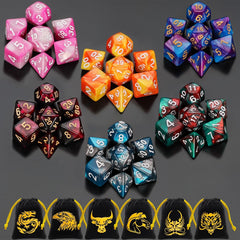 QMay DND dice sets with 42 pieces organized for tabletop play