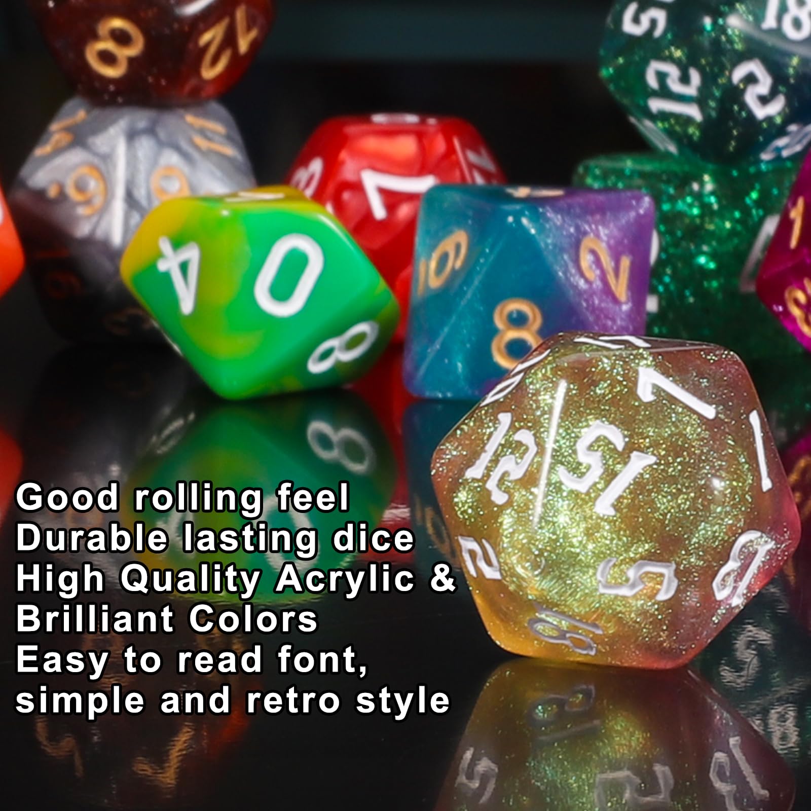 QMay dice with large numerals for easy readability