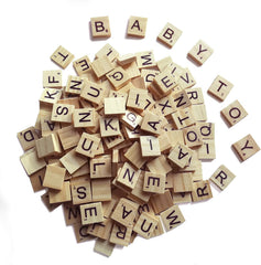 QMET 1000 wood Scrabble tiles closeup for crafts and gifts