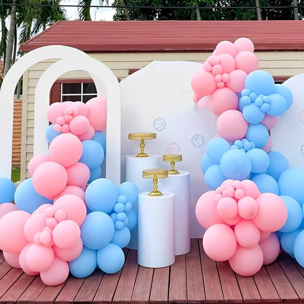 Qmraercu birthday party decor with pink and blue balloons