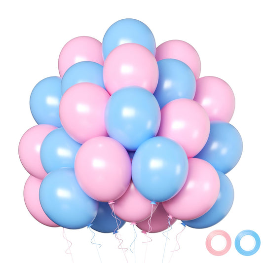 Qmraercu pink and blue 12-inch balloons set for festive party decor and gender reveals
