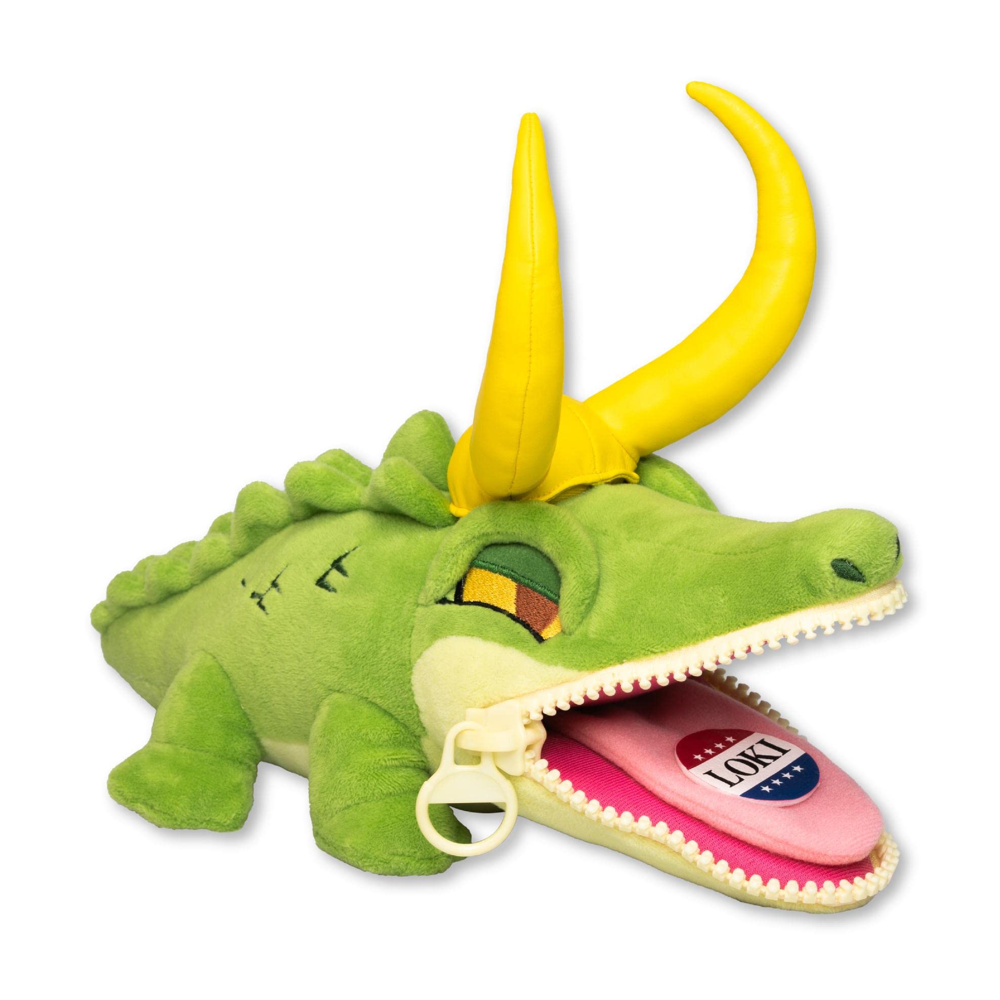 QMx Alligator Loki Zippermouth Plush offers soft fabric and Marvel styling.