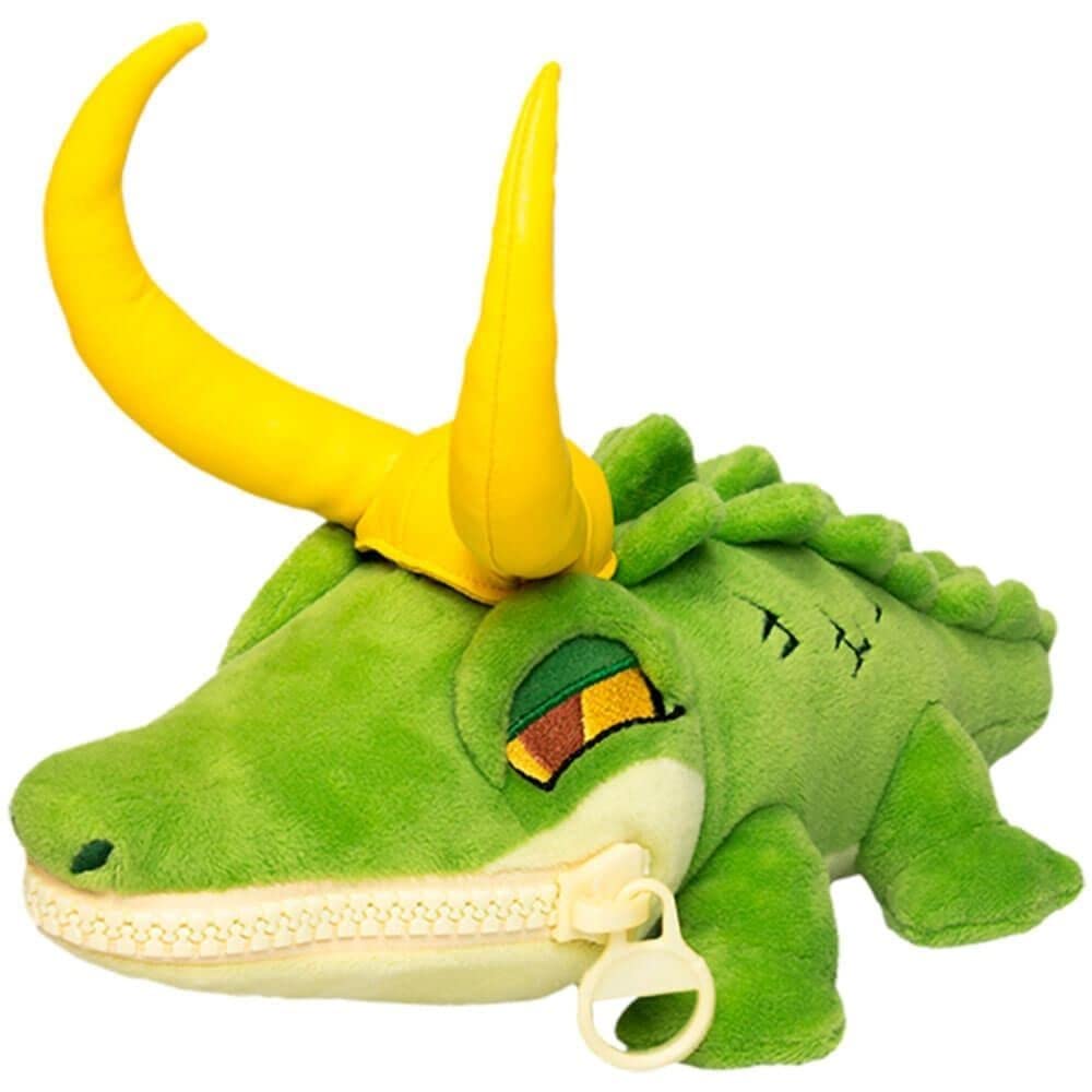 QMx Alligator Loki Zippermouth Plush with green scales for shelf display and cuddly play.