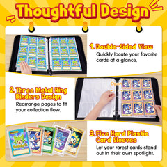 Qodalyth Card Binder dimension 131-106-2 inch fits standard trading cards.