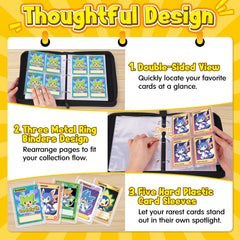 Double-sided display highlights cards for quick viewing and comparison.