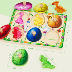 QODOFLR wooden dinosaurs with knobs support easy grasp and hands-on play.