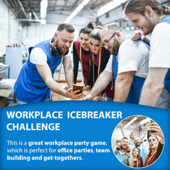 Office party scene with QOFO scavenger hunt encouraging ice breaking