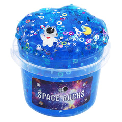 QOFRJTU Blue Sky Space Rocks slime with stars and astronaut for imaginative play.