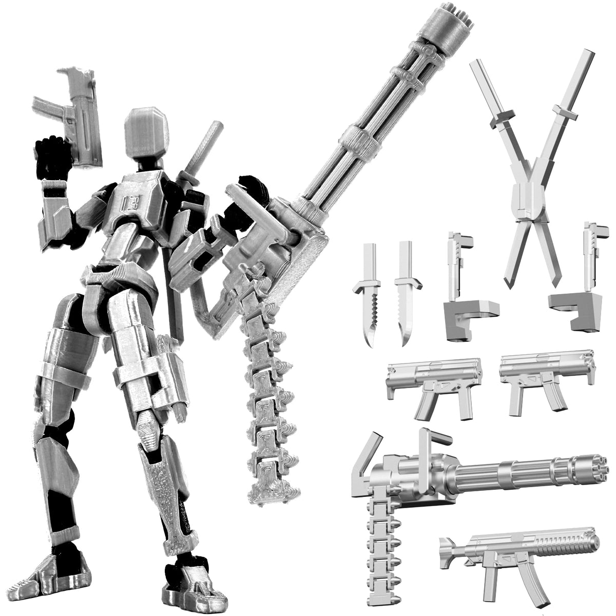 Qoopower Gatling T13 Titan assembled action figure ready for display and play.