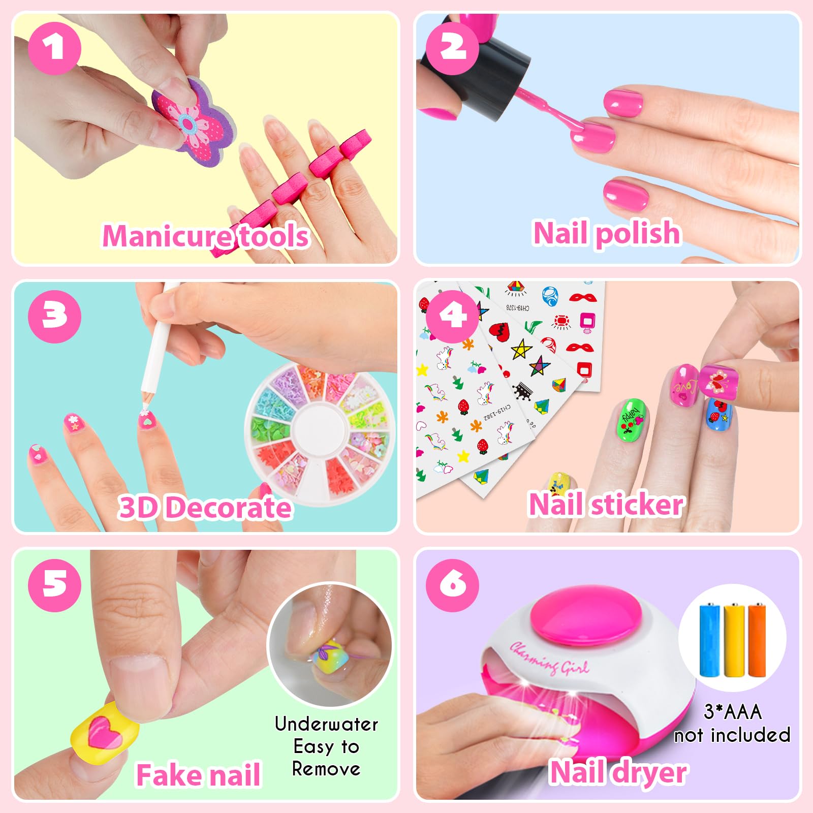 QoQlz Fake Nails provide safe props for dress-up moments