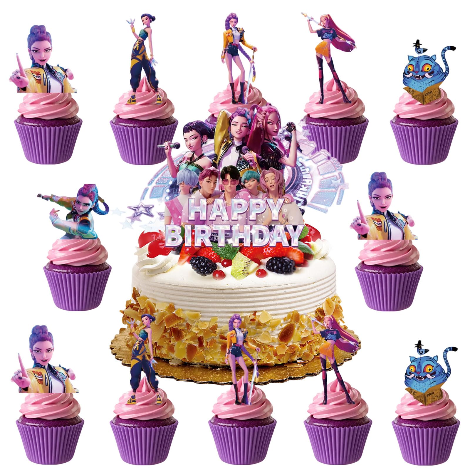 QOQXQOOH Happy Birthday cake topper enhances the center of your cake with bold visuals